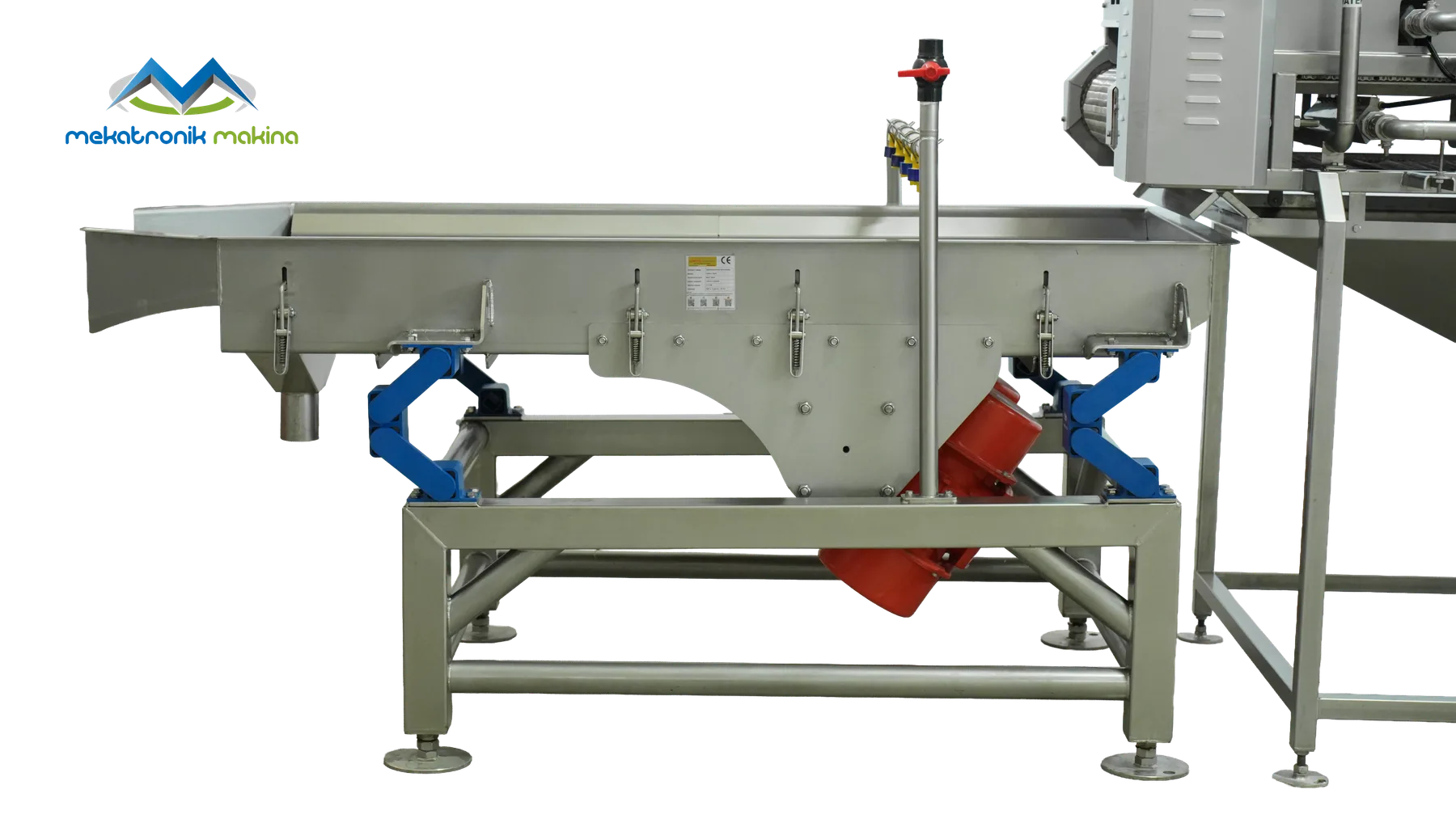 Studio shot of a dried fruit processing line, stations side by side